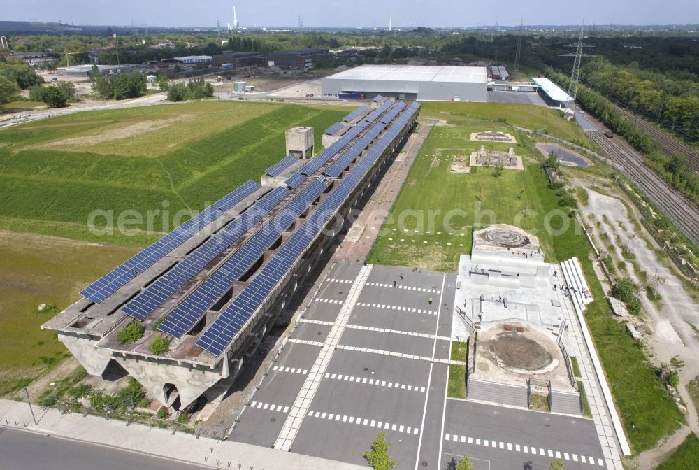 Gelsenkirchen from above - Solar system and skate park on the site of the former Schalker Verein in Gelsenkirchen in North Rhine-Westphalia