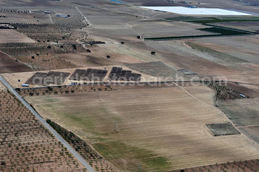 Aerial photograph Los Martinez - Solar fileds, Solar Park esp. photovoltaic plant Los Martinez in Spain. Operator of the plant is the EEPro Company