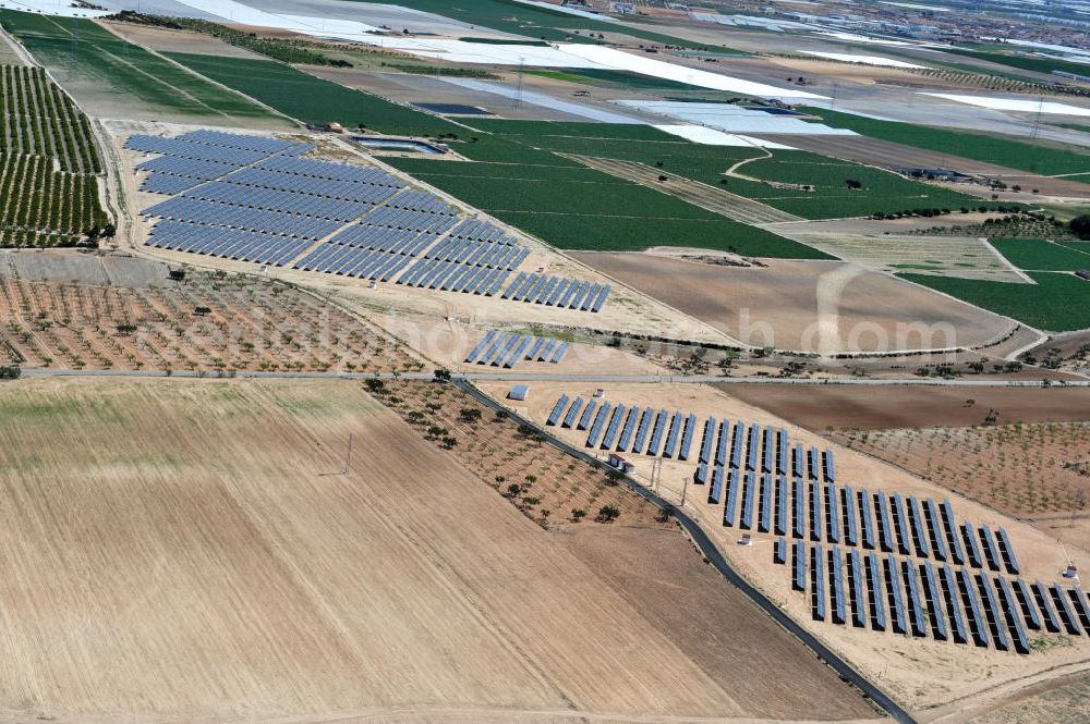 Los Martinez from above - Solar fileds, Solar Park esp. photovoltaic plant Los Martinez in Spain. Operator of the plant is the EEPro Company