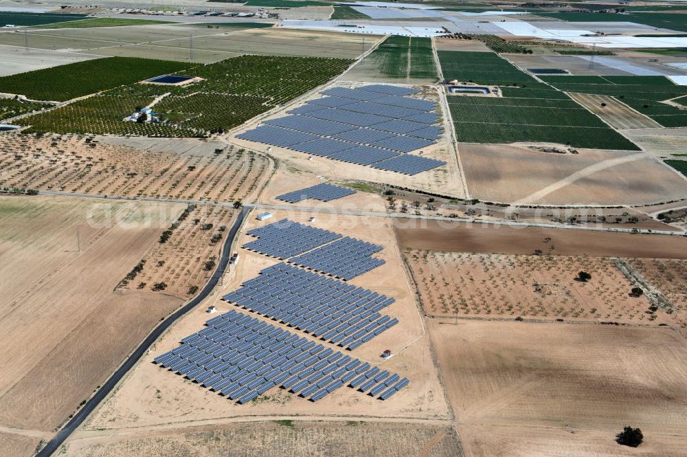 Los Martinez from above - Solar fileds, Solar Park esp. photovoltaic plant Los Martinez in Spain. Operator of the plant is the EEPro Company