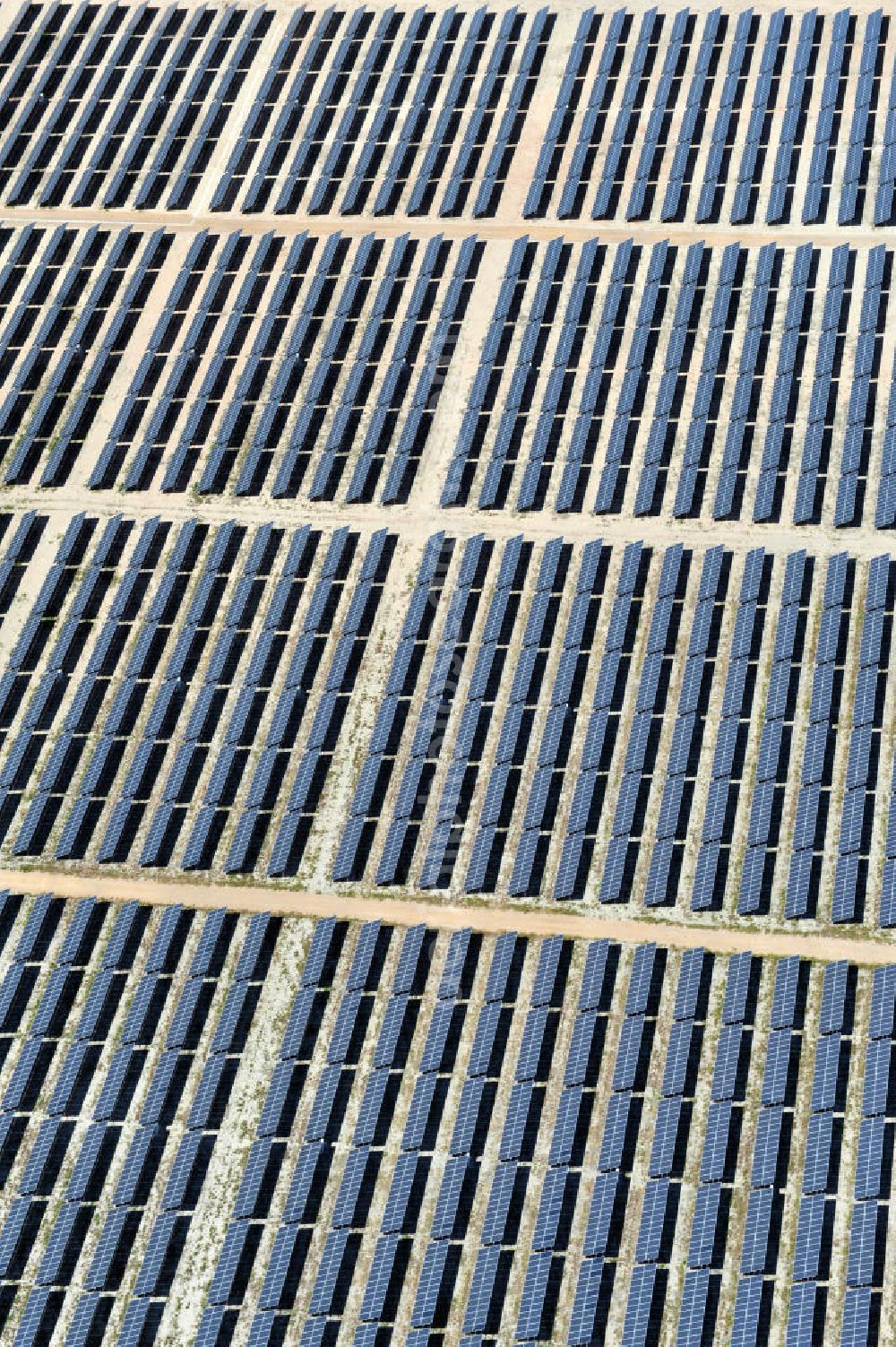 Los Martinez from the bird's eye view: Solar fileds, Solar Park esp. photovoltaic plant Los Martinez in Spain. Operator of the plant is the EEPro Company