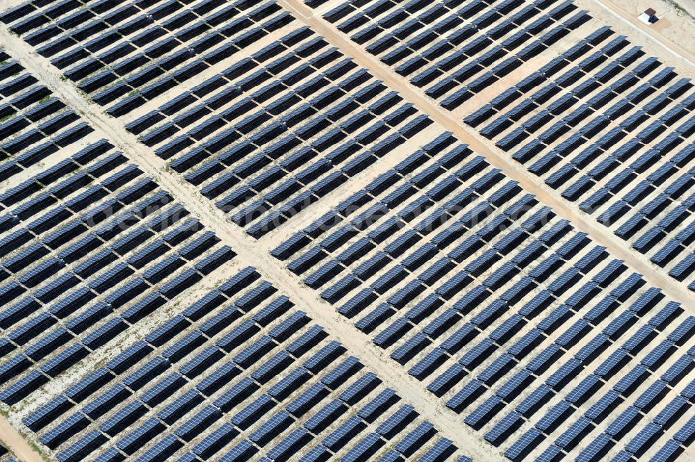 Aerial photograph Los Martinez - Solar fileds, Solar Park esp. photovoltaic plant Los Martinez in Spain. Operator of the plant is the EEPro Company