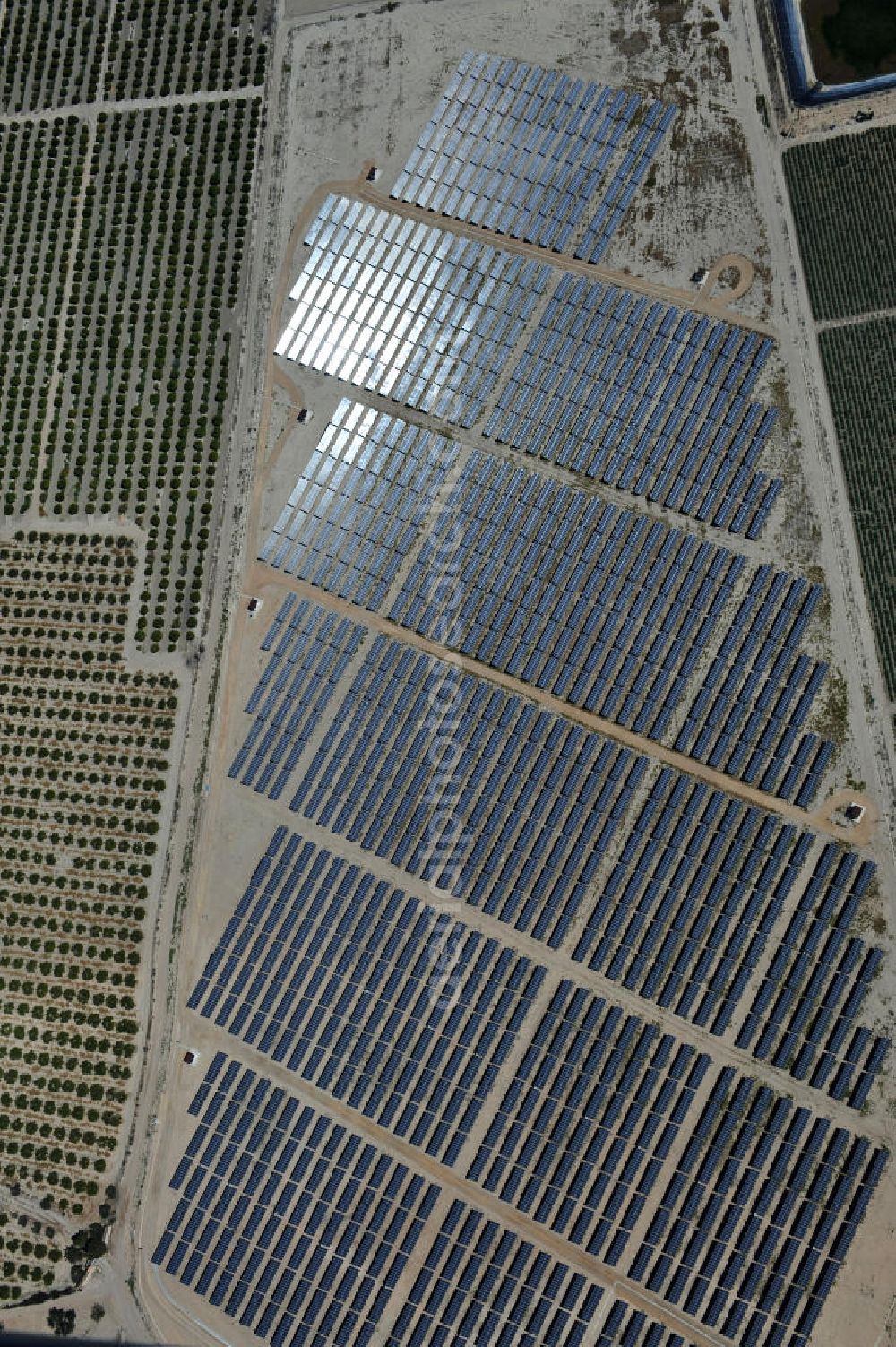 Los Martinez from above - Solar fileds, Solar Park esp. photovoltaic plant Los Martinez in Spain. Operator of the plant is the EEPro Company