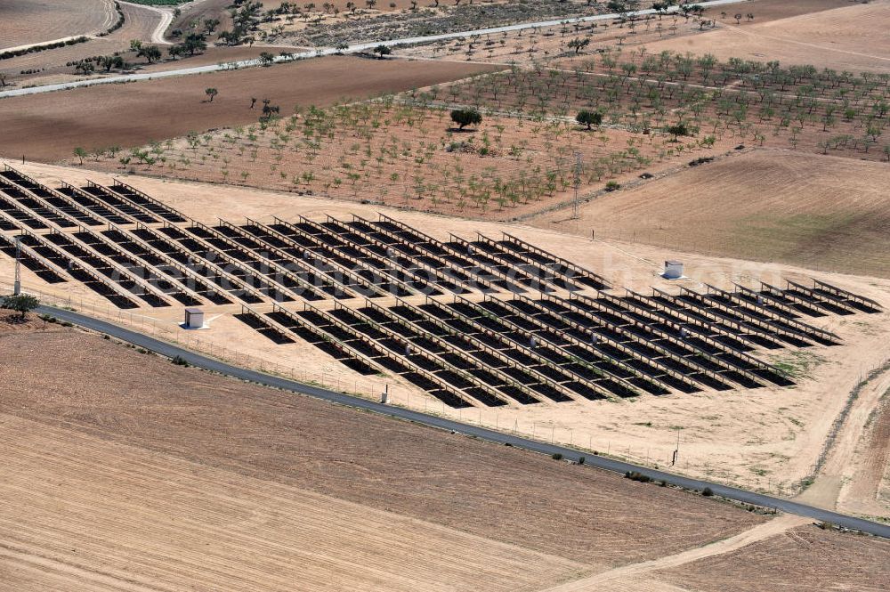 Aerial image Los Martinez - Solar fileds, Solar Park esp. photovoltaic plant Los Martinez in Spain. Operator of the plant is the EEPro Company