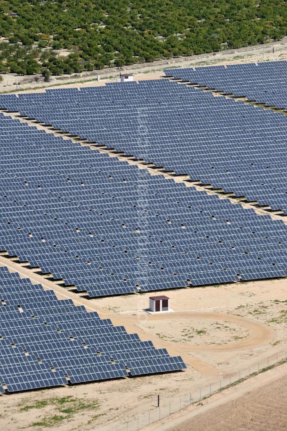 Aerial image Los Martinez - Solar fileds, Solar Park esp. photovoltaic plant Los Martinez in Spain. Operator of the plant is the EEPro Company