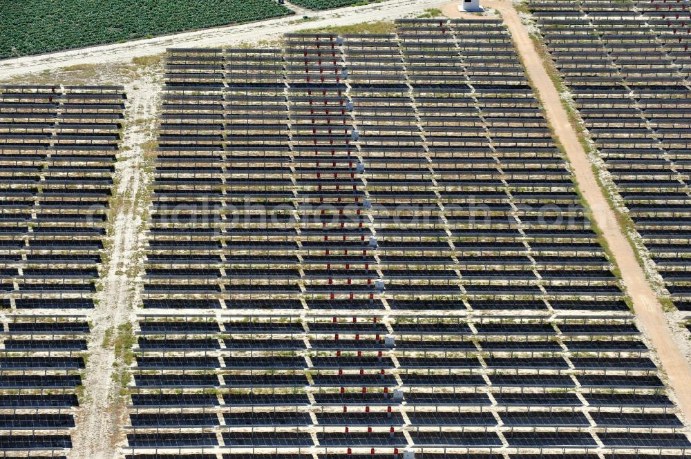 Aerial photograph Los Martinez - Solar fileds, Solar Park esp. photovoltaic plant Los Martinez in Spain. Operator of the plant is the EEPro Company