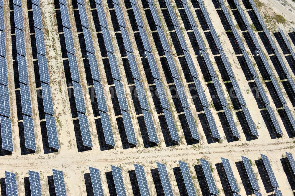 Aerial image Los Martinez - Solar fileds, Solar Park esp. photovoltaic plant Los Martinez in Spain. Operator of the plant is the EEPro Company