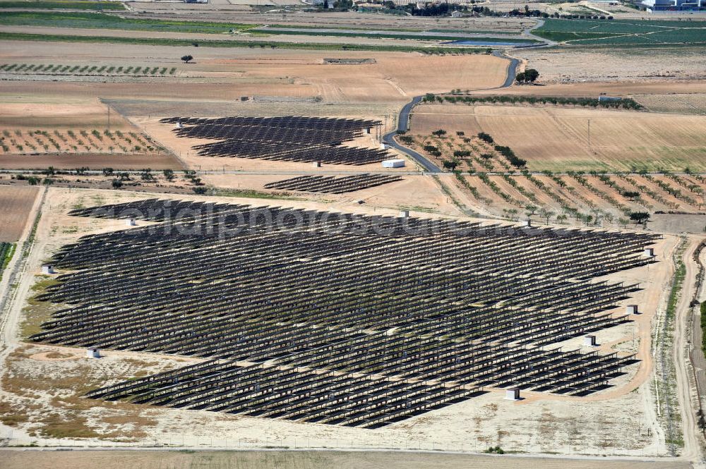 Aerial photograph Los Martinez - Solar fileds, Solar Park esp. photovoltaic plant Los Martinez in Spain. Operator of the plant is the EEPro Company