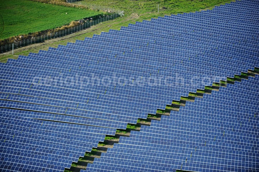 Villalba auf Sizilien from above - Solar fileds, Solar Park esp. photovoltaic plant Villalba at Sicily in Italy. Operator of the plant is the EEPro Company