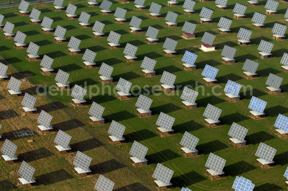 BALLSTÄDT from above - Blick auf die Solarfelder der Solarparc Aktiengesellschaft südlich von Ballstädt in Thüringen. Solarparc AG