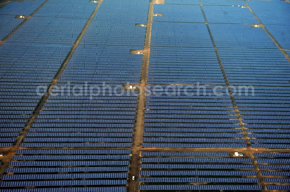 Aerial image Fürstenwalde/Spree - Solar power plant and photovoltaic systems on the former airfield in Fuerstenwalde / Spree in Brandenburg