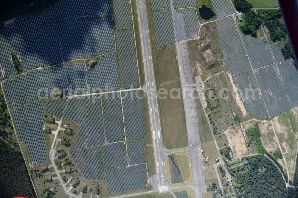 Finowfurt from the bird's eye view: Solar power plant and photovoltaic systems on the airfield in Finowfurt in the state Brandenburg, Germany