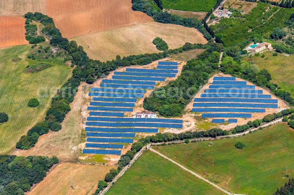 Llubi from above - Solar power plant and photovoltaic systems in Llubi in Islas Baleares, Spain