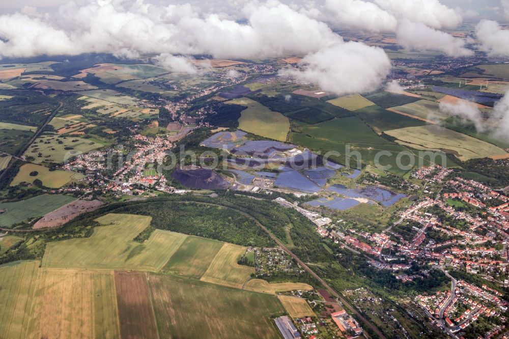 Eisleben from the bird's eye view: Solar power plant - photovoltaic system at Eisleben in Saxony-Anhalt