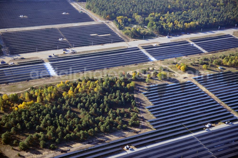 Templin from above - View onto the solar power plant Templin-Groß Dölln at the former airfield Templin in the state Brandenburg