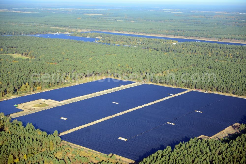 Aerial image Templin - View onto the solar power plant Templin-Groß Dölln at the former airfield Templin in the state Brandenburg