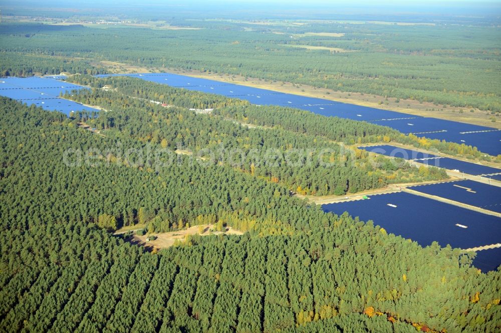 Aerial photograph Templin - View onto the solar power plant Templin-Groß Dölln at the former airfield Templin in the state Brandenburg