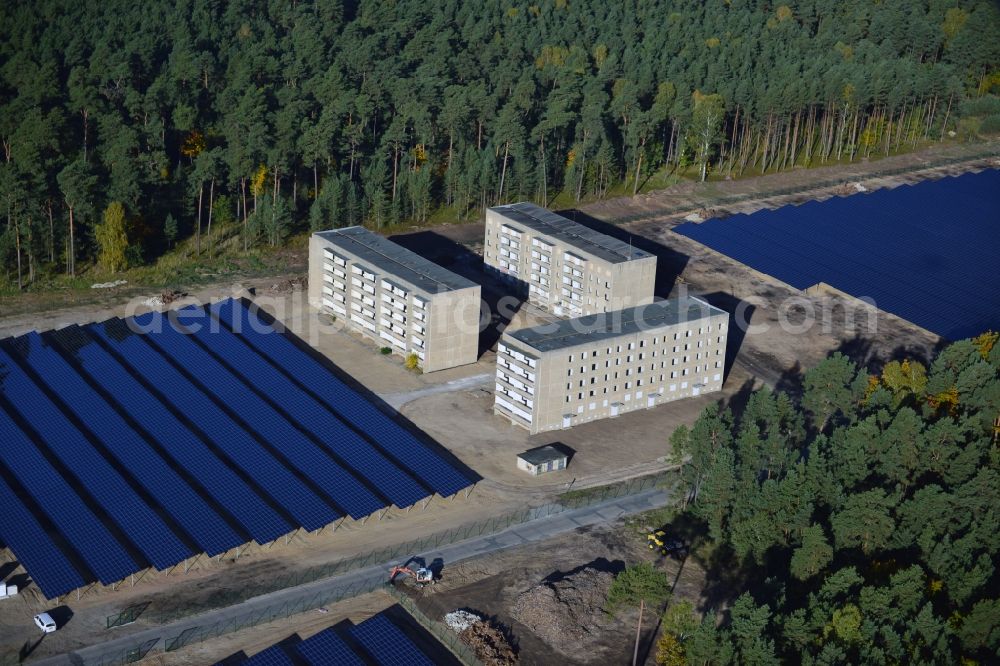 Aerial image Templin - View onto the solar power plant Templin-Groß Dölln at the former airfield Templin in the state Brandenburg