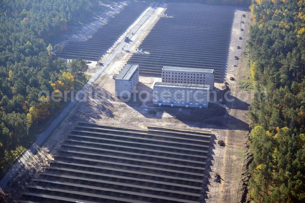 Aerial image Templin - View onto the solar power plant Templin-Groß Dölln at the former airfield Templin in the state Brandenburg