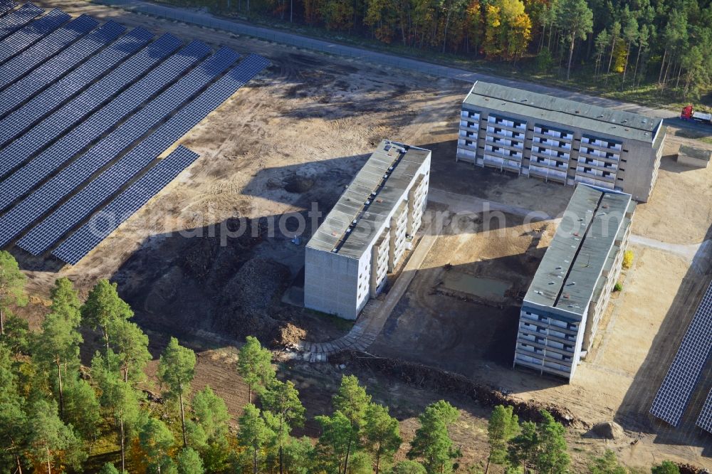 Aerial photograph Templin - View onto the solar power plant Templin-Groß Dölln at the former airfield Templin in the state Brandenburg