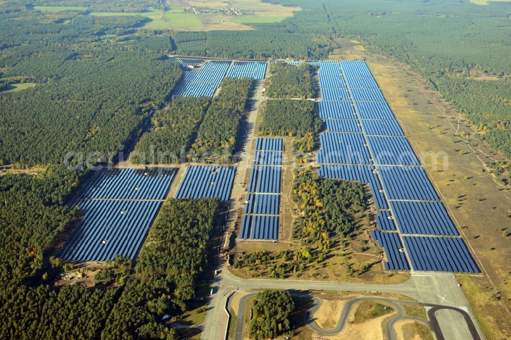 Aerial image Templin - View onto the solar power plant Templin-Groß Dölln at the former airfield Templin in the state Brandenburg