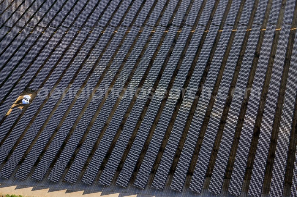 Templin from the bird's eye view: View onto the solar power plant Templin-Groß Dölln at the former airfield Templin in the state Brandenburg