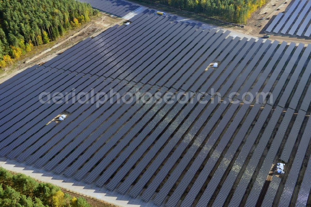 Aerial image Templin - View onto the solar power plant Templin-Groß Dölln at the former airfield Templin in the state Brandenburg