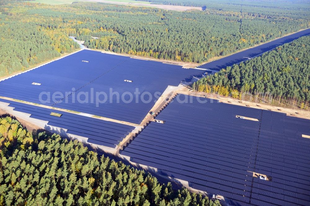 Templin from above - View onto the solar power plant Templin-Groß Dölln at the former airfield Templin in the state Brandenburg