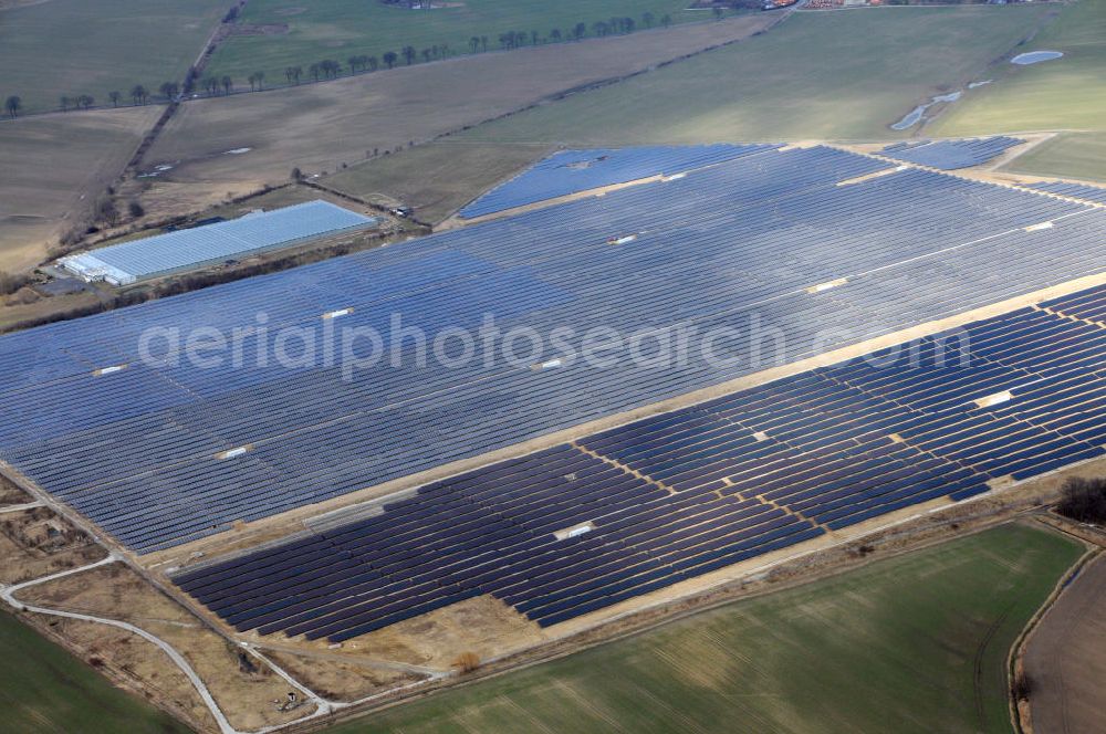 Aerial photograph Ahrensfelde OT Eiche - Neubau Solarpark Eiche zwischen Mehrower Weg und Hönower Weg / Eichenweg. Projektplanung: PFIXX Solar Systems B.V.