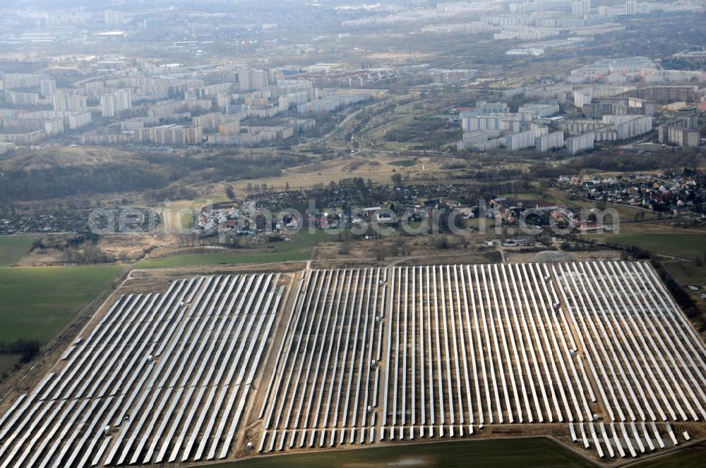 Aerial photograph Ahrensfelde OT Eiche - Neubau Solarpark Eiche zwischen Mehrower Weg und Hönower Weg / Eichenweg. Projektplanung: PFIXX Solar Systems B.V.