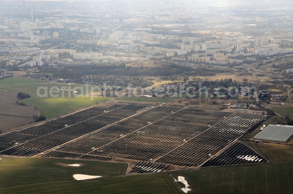 Aerial image Ahrensfelde OT Eiche - Neubau Solarpark Eiche zwischen Mehrower Weg und Hönower Weg / Eichenweg. Projektplanung: PFIXX Solar Systems B.V.