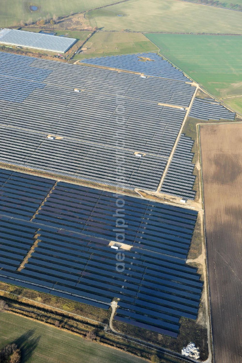 Aerial image Ahrensfelde OT Eiche - Neubau Solarpark Eiche zwischen Mehrower Weg und Hönower Weg / Eichenweg. Projektplanung: PFIXX Solar Systems B.V.