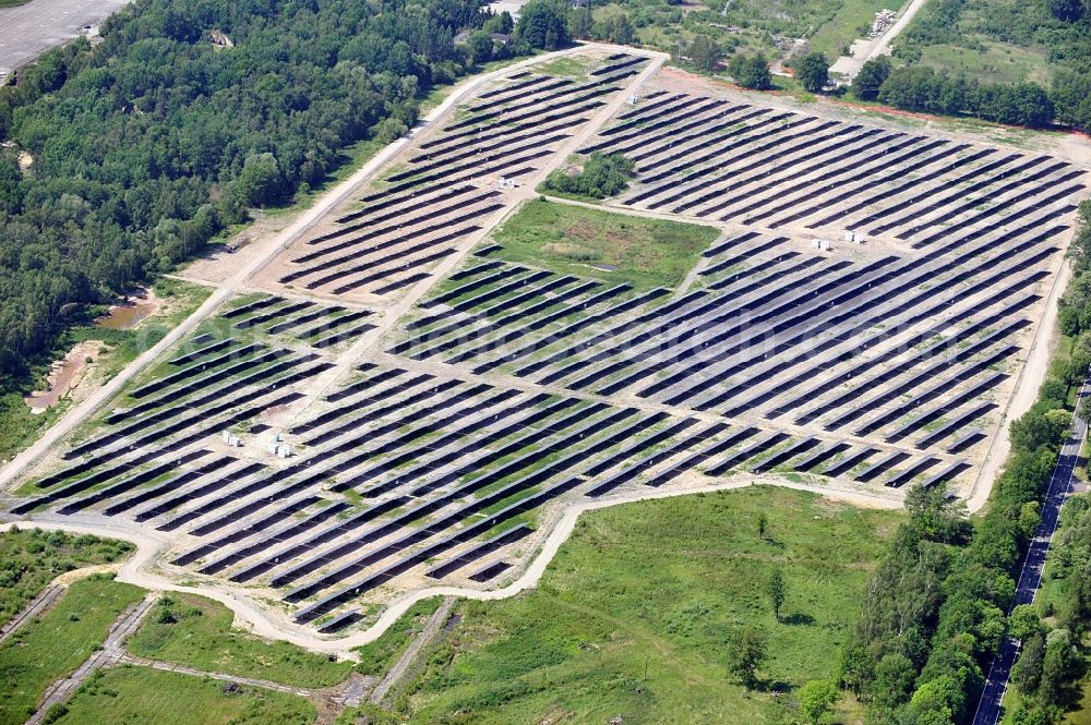 Allstedt from above - Solar power plant Allstedt I on the former airfield Allstedt in Saxony Anhalt