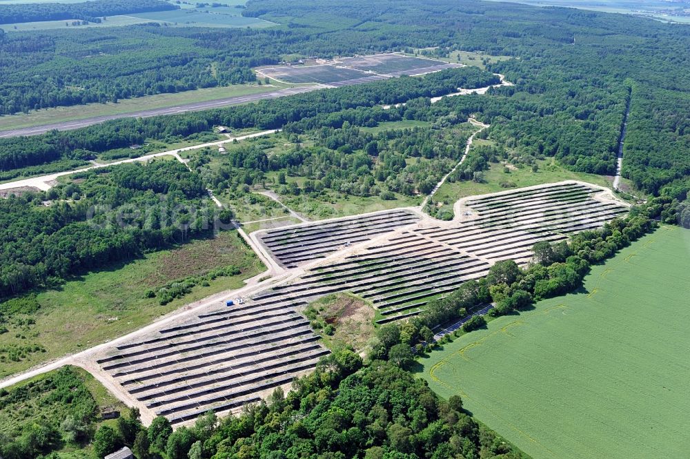 Aerial image Allstedt - Solar power plant Allstedt I on the former airfield Allstedt in Saxony Anhalt