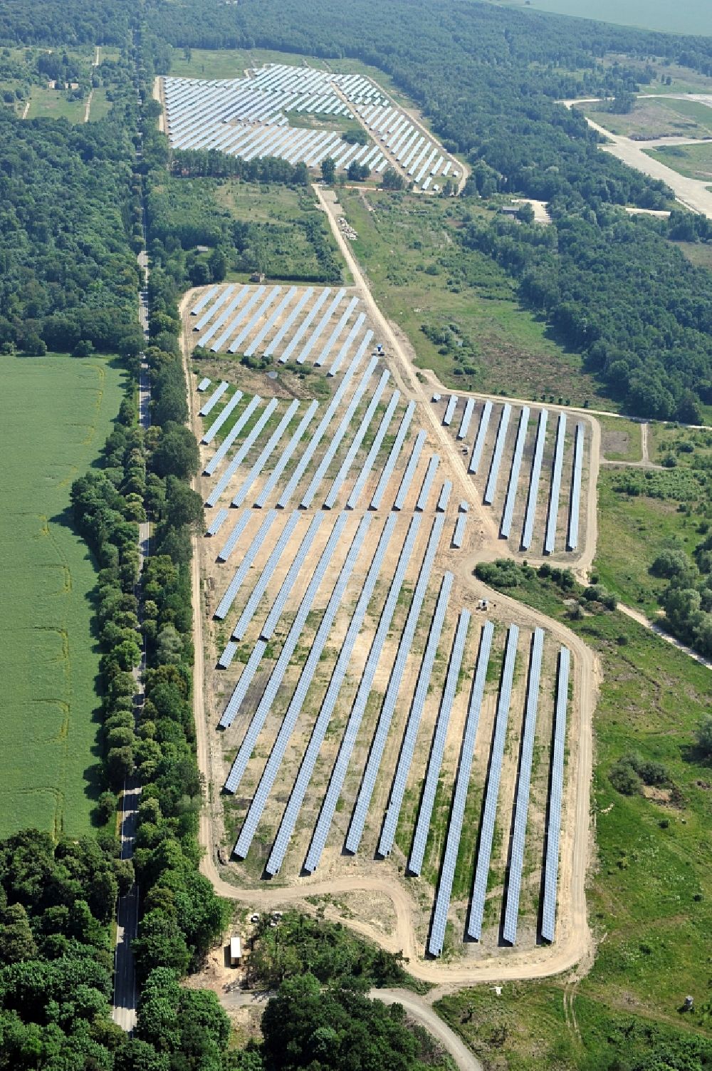 Allstedt from above - Solar power plant Allstedt I on the former airfield Allstedt in Saxony Anhalt