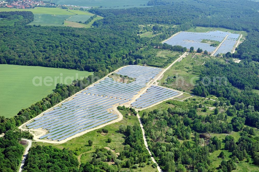 Aerial image Allstedt - Solar power plant Allstedt I on the former airfield Allstedt in Saxony Anhalt