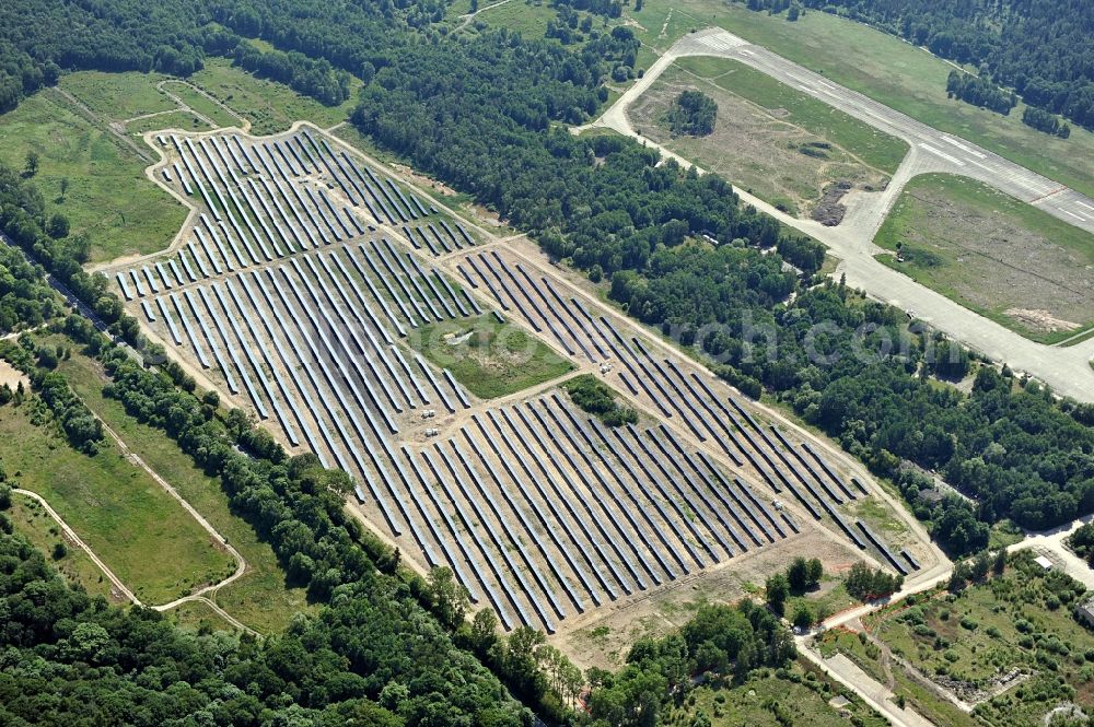 Allstedt from above - Solar power plant Allstedt I on the former airfield Allstedt in Saxony Anhalt