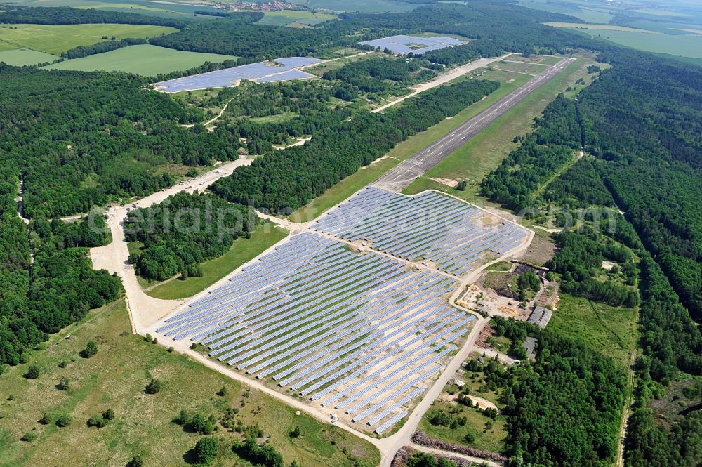 Aerial image Allstedt - Solar power plant Allstedt I on the former airfield Allstedt in Saxony Anhalt