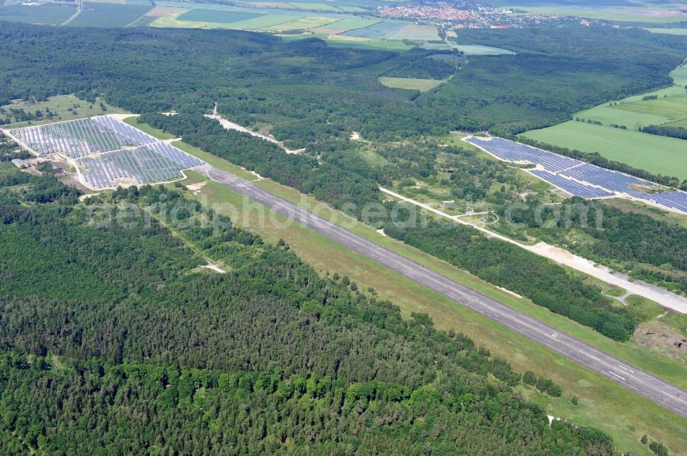 Allstedt from above - Solar power plant Allstedt I on the former airfield Allstedt in Saxony Anhalt