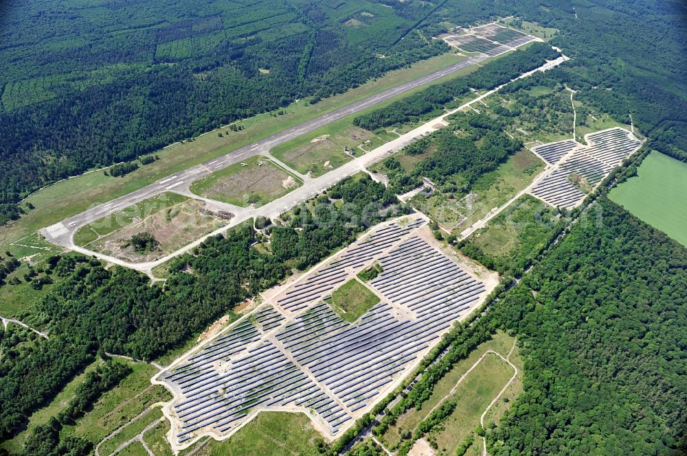 Allstedt from above - Solar power plant Allstedt I on the former airfield Allstedt in Saxony Anhalt