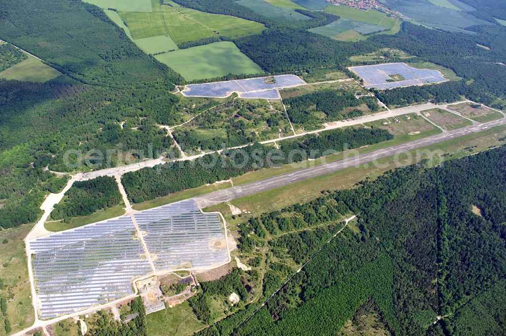 Allstedt from above - Solar power plant Allstedt I on the former airfield Allstedt in Saxony Anhalt