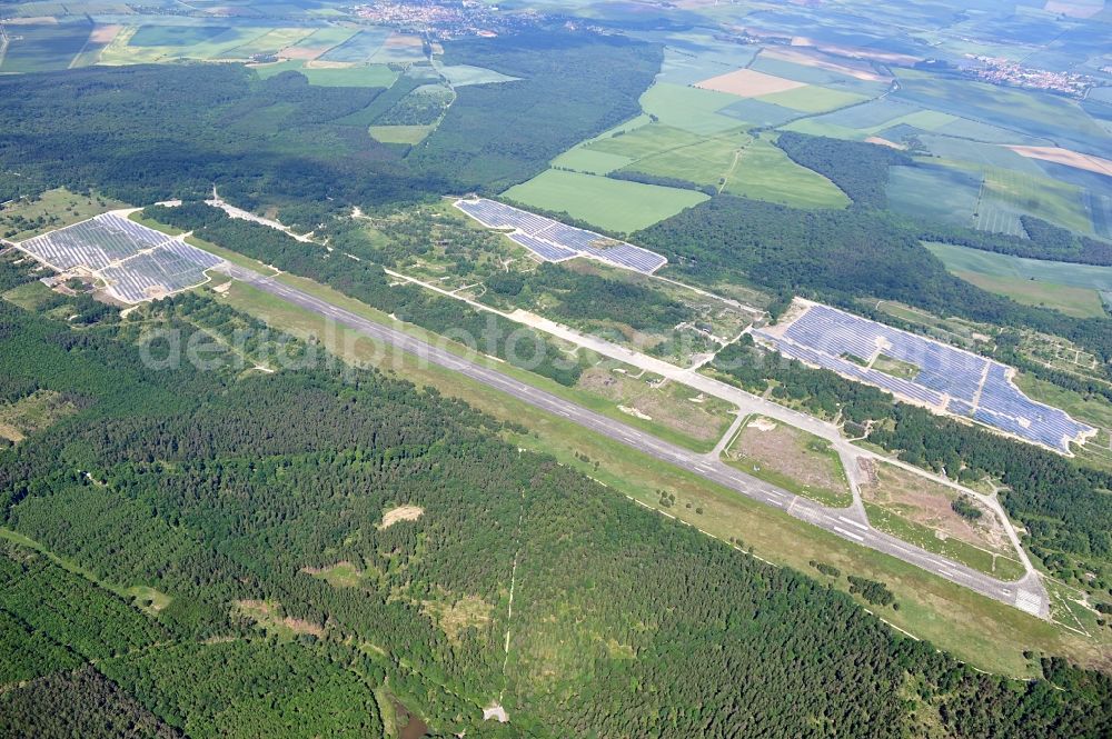 Aerial image Allstedt - Solar power plant Allstedt I on the former airfield Allstedt in Saxony Anhalt