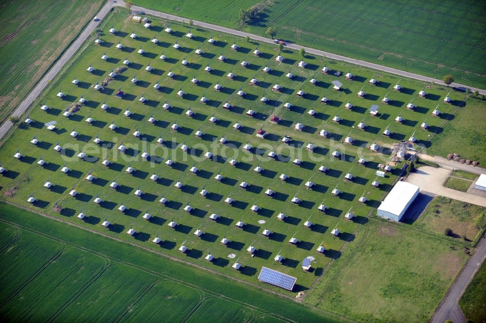 Aerial image Ballstädt - Markus Kaestner solar park Sonnenweide and organic turkey fattening near by Ballstaedt in the state Thuringia