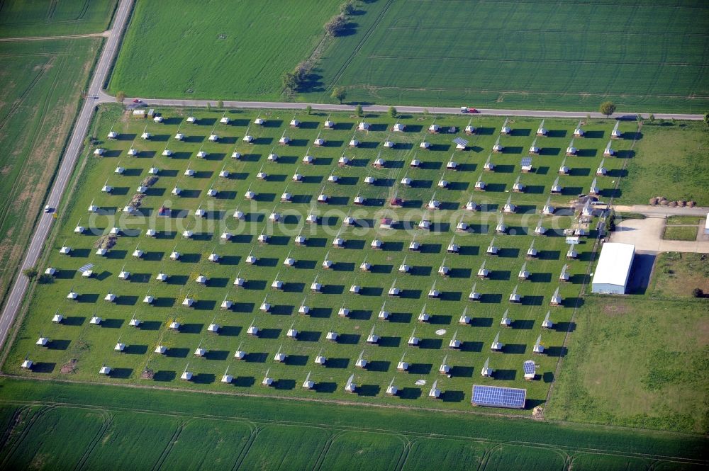 Aerial photograph Ballstädt - Markus Kaestner solar park Sonnenweide and organic turkey fattening near by Ballstaedt in the state Thuringia