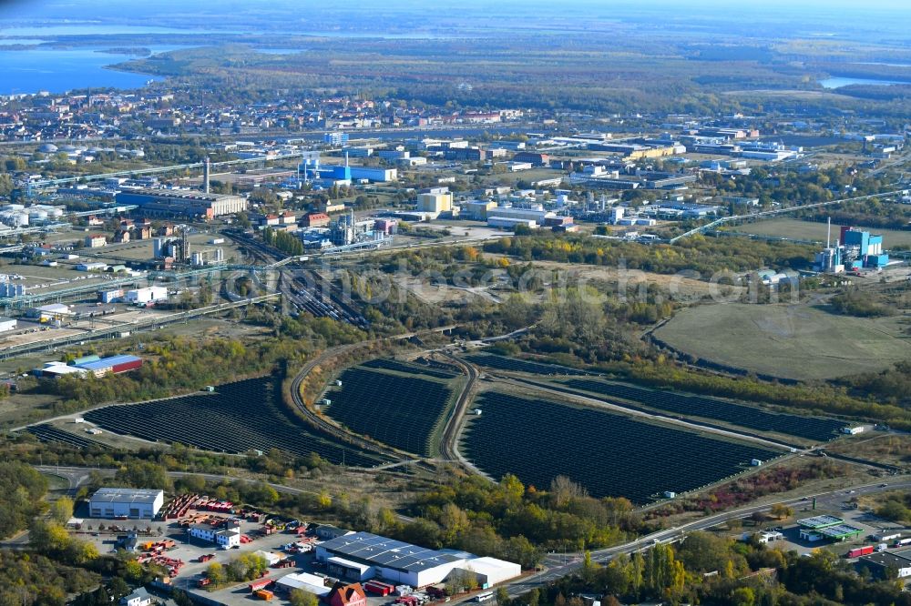 Bitterfeld-Wolfen from the bird's eye view: Solar park in Bitterfeld-Wolfen