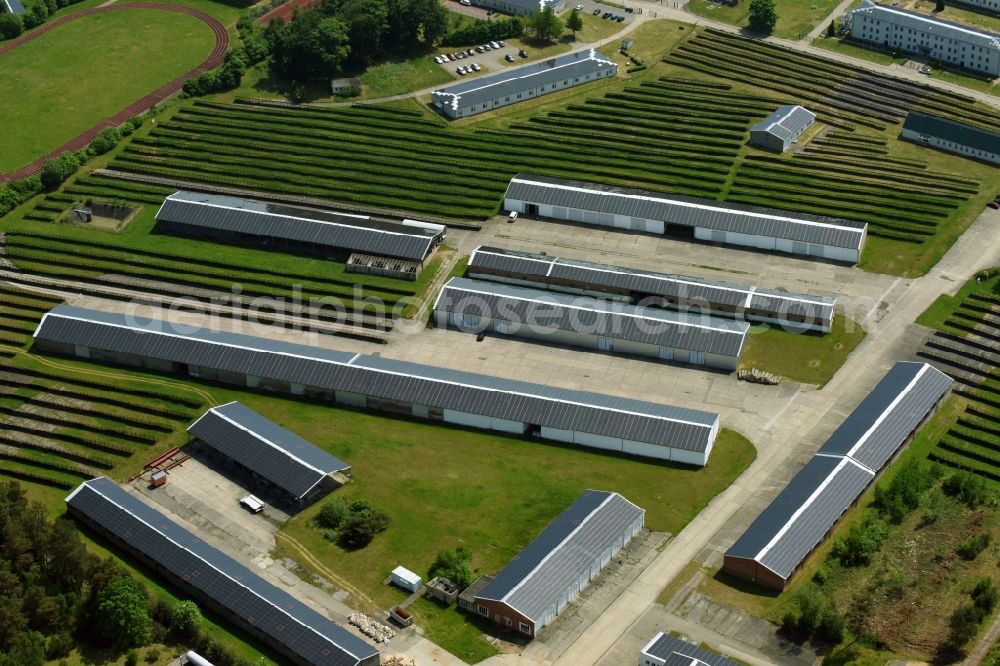 Aerial image Schwerin - Solar park or solar power plant on the roof areas of Bluecher Technologie- und Gewerbepark GmbH Sternbuchholz in Schwerin in the state of Mecklenburg - Western Pomerania, Germany