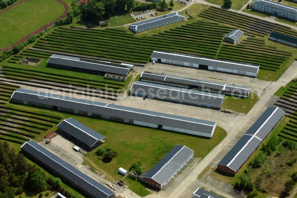 Aerial photograph Schwerin - Solar park or solar power plant on the roof areas of Bluecher Technologie- und Gewerbepark GmbH Sternbuchholz in Schwerin in the state of Mecklenburg - Western Pomerania, Germany