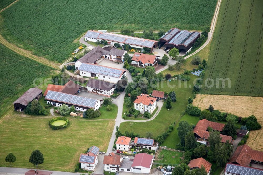 Gangkofen from above - Panel rows of photovoltaic and solar farm or solar power plant von Huber Solar GmbH in the district Blankenoed in Gangkofen in the state Bavaria, Germany