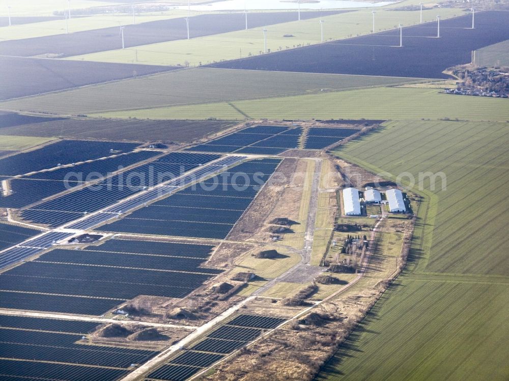 Aerial image Köthen - Solar park on the airfield Köthen in Saxony-Anhalt