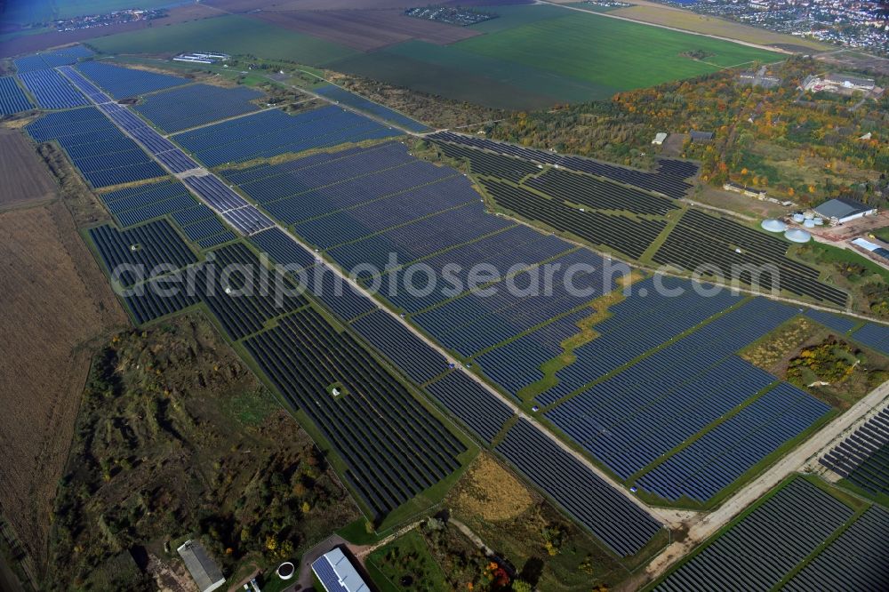 Aerial image Köthen - Solar park on the airfield Köthen in Saxony-Anhalt